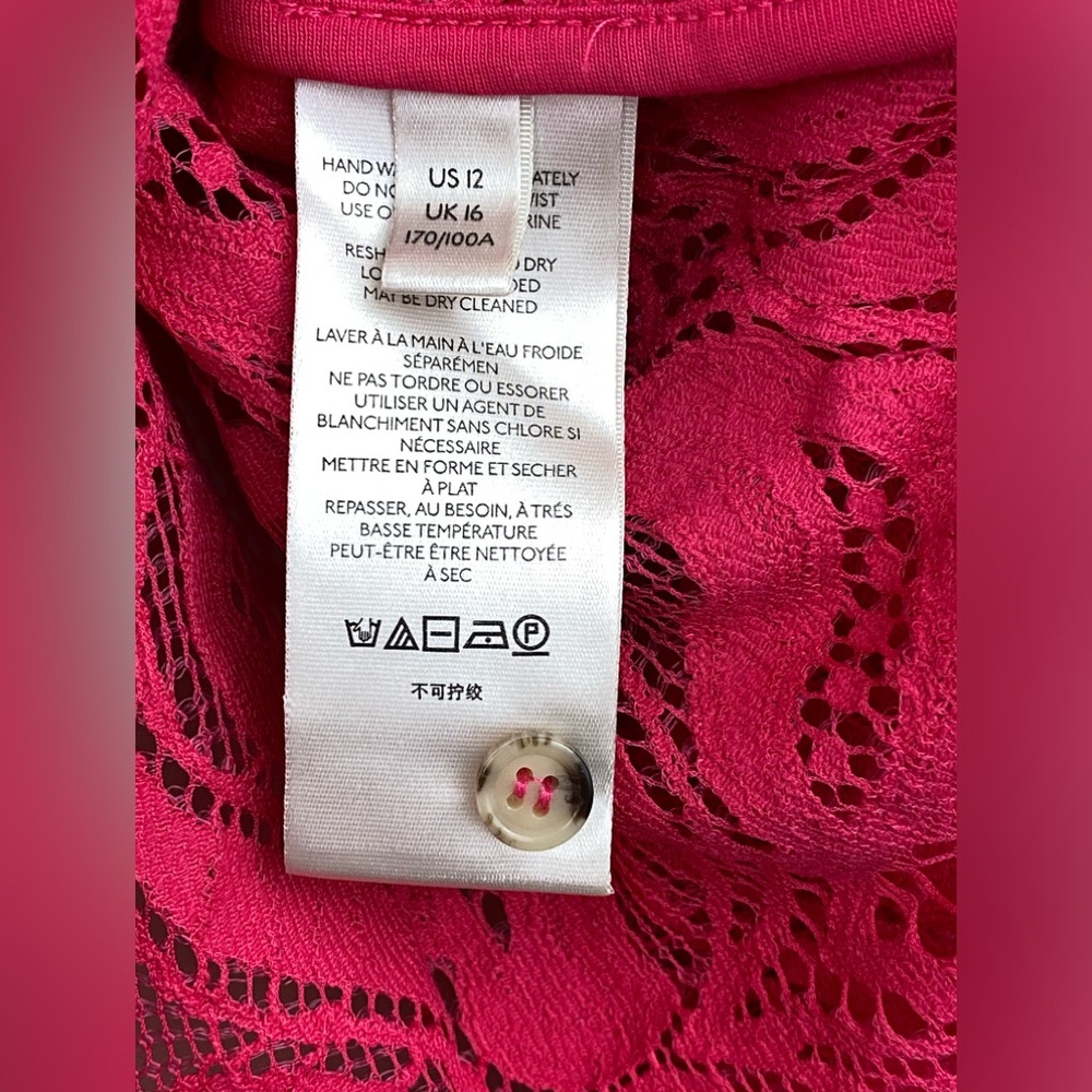 MAEVE by ANTHROPOLOGIE  Lace Boho Slim Buttondown Shirt in Pink Size 12 - Picture 9 of 14